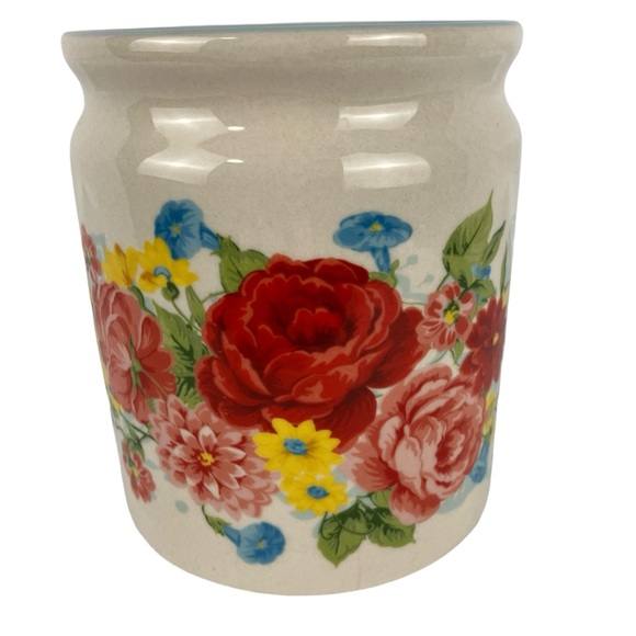 Pioneer Woman Sweet Rose Bundle: Ceramic Mini Crock Utensil Holder & 14.5 Oz Mug - Picture 3 of 9